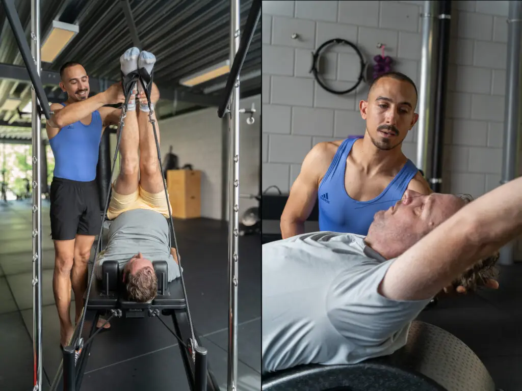 Lorenzo giving Pilates Personal Training on the Reformer